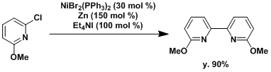 亜鉛を併用したニッケル触媒によるウルマンカップリングの例