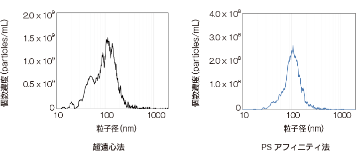 精製エクソソームの粒子分布 (提供: 株式会社堀場製作所)