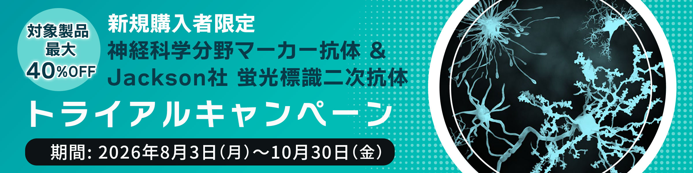 【新規購入者限定】神経科学分野マーカー抗体 & Jackson社 蛍光標識二次抗体 トライアルキャンペーン