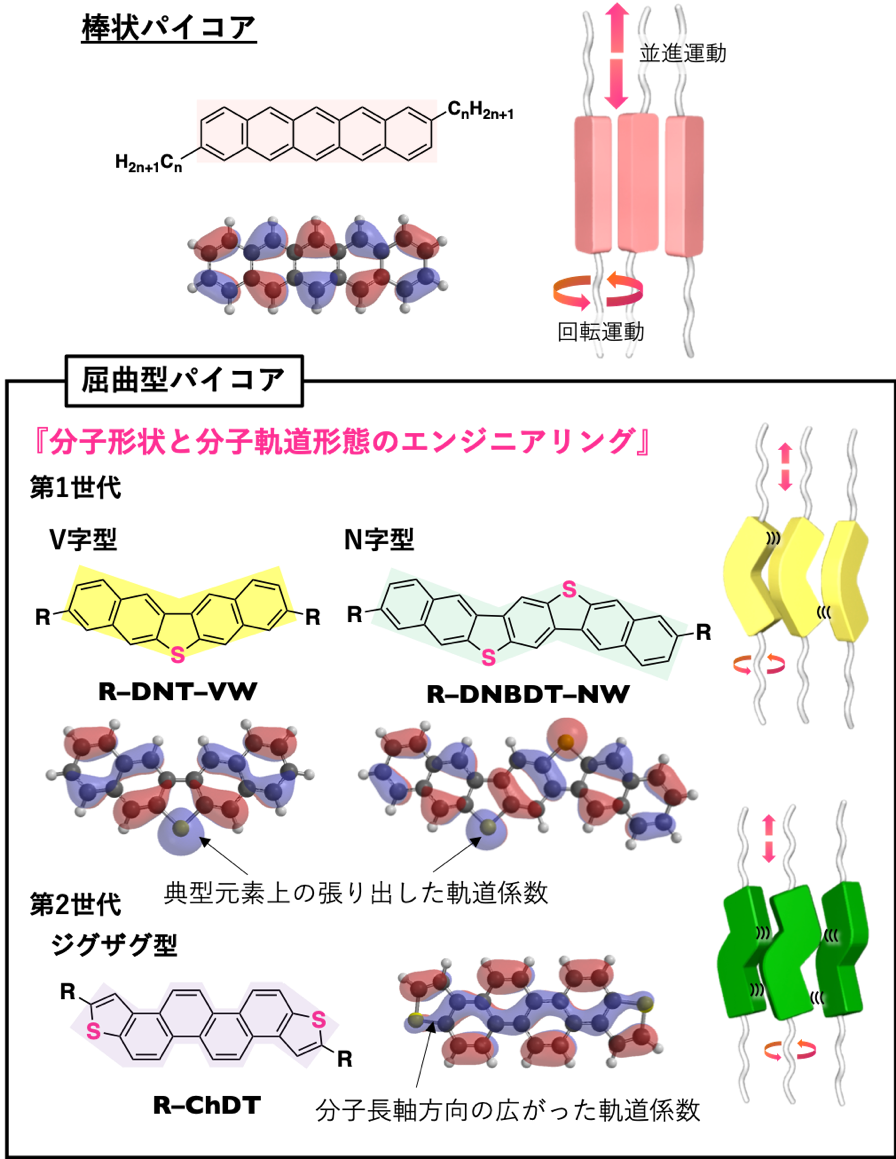 図3. 棒状パイコア vs. 屈曲型パイコア