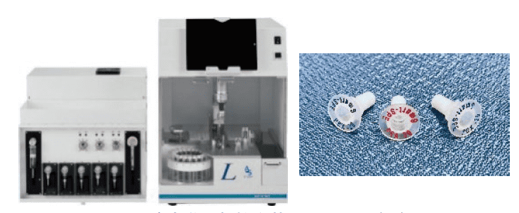 図7. 全自動固相抽出装置ST-L400（左）及び固相カラムSmart-SPE（右）