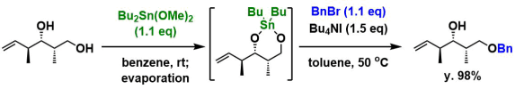 スズアセタール法による選択的ベンジル保護