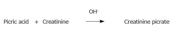 Principle of the Creatinine assay using Jaffé reaction